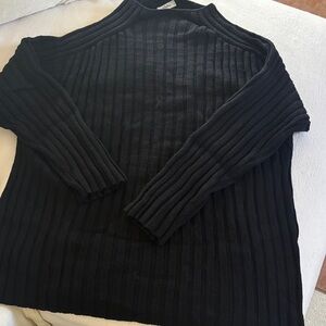 Men's Dark Blue Ribbed Turtleneck Sweater